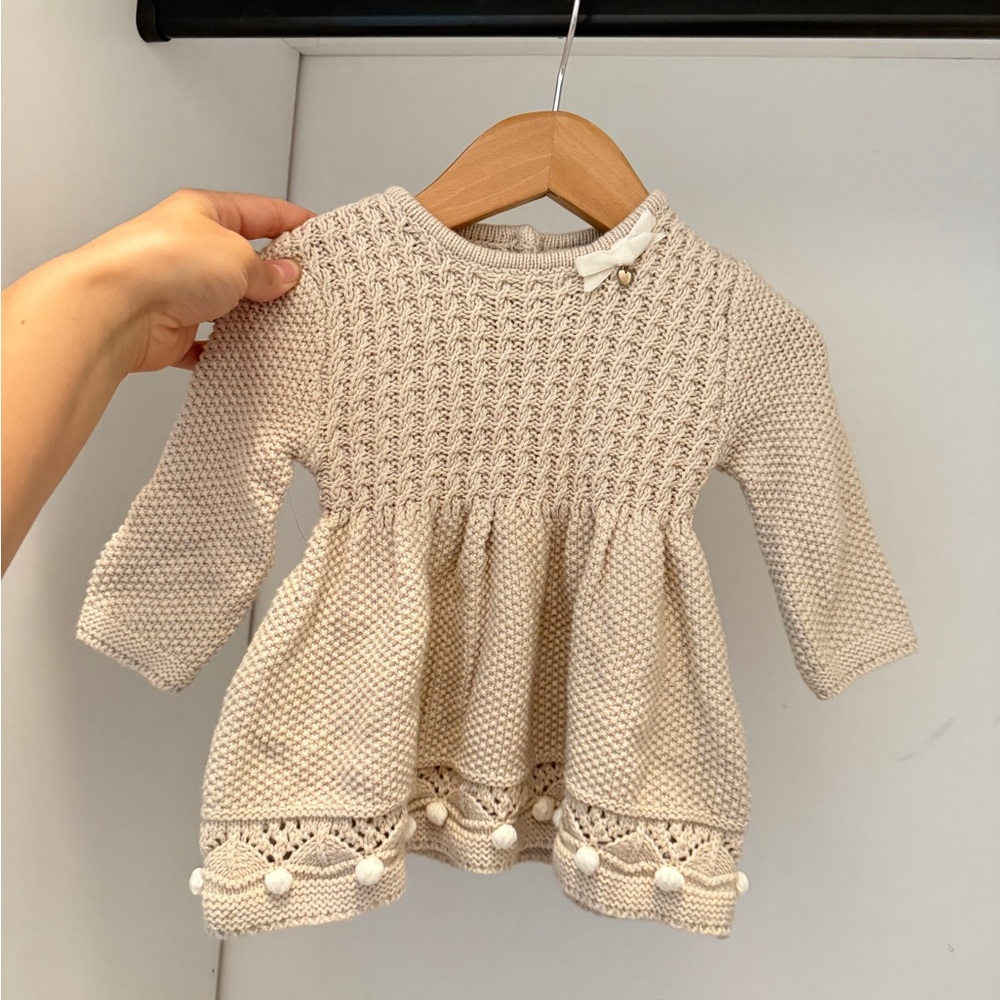 cupcakes & cashmere Cream Knit Kids Dress